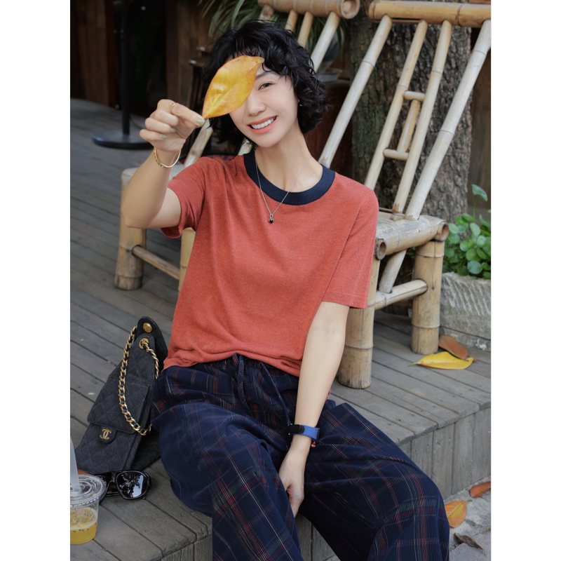 Tt Designer [Color Jumping Formula] Casual Style Skin-Friendly Breathable Knit Top for Women, Summer Round Neck Lightweight Top