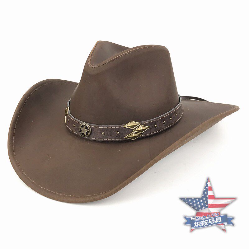 US Imports Western Cowboy Hat Mexico Produced Hat's Cap Plastic Retro Genuine Leather Male And Female Cowboy Hat