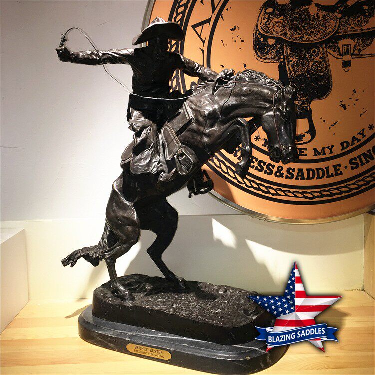 American original 60-70 years old antique handmade extra-large bronze statue western home swinging decorated sculpture