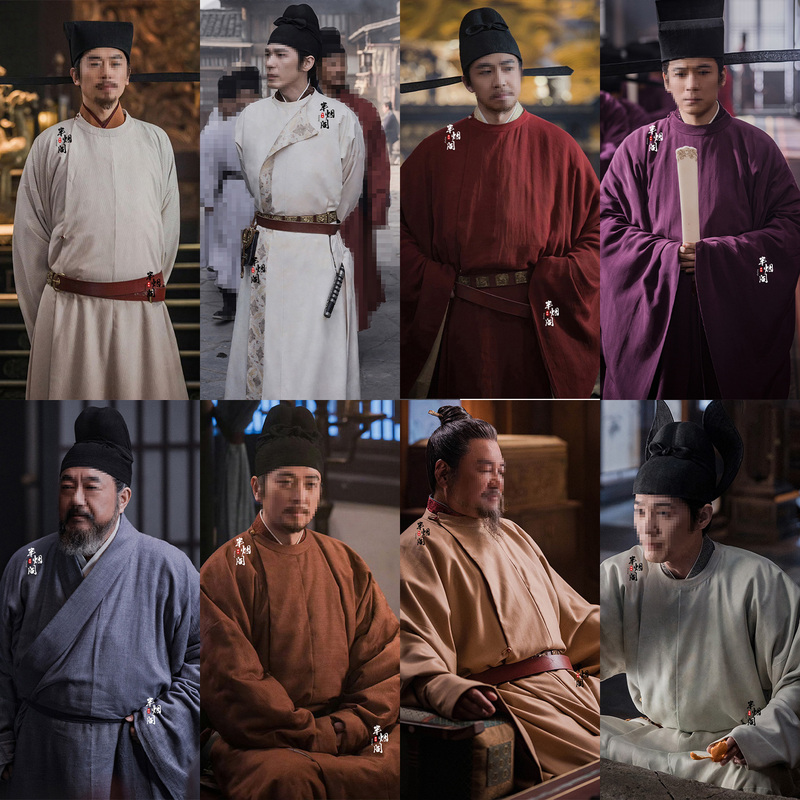 Film and Television Ancient Costume Tang Dynasty Zhao Kuangyin Qian Hongchu Same Style Five Dynasties and Ten Kingdoms Round-Neck Robe Official Uniform Large-Sleeved Shirt Hanfu for Men