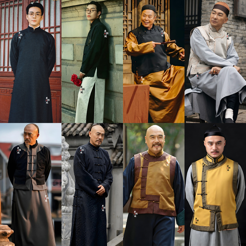 Film and Television Traditional Chinese Clothing, Republic of China Era Long Shirts, Late Qing Dynasty Clothing, Vests, Gowns, Long Robes, Gentleman and Young Gentleman Attire, Local Gentry Performance Clothes, Retro Film and Television Traditional Chinese Clothing, Republic of China Era Long Shirts, Late Qing Dynasty Clothing, Vests, Gowns, Long Robes, Gentleman and Young Gentleman Attire, Local Gentry Performance Clothes, Retro