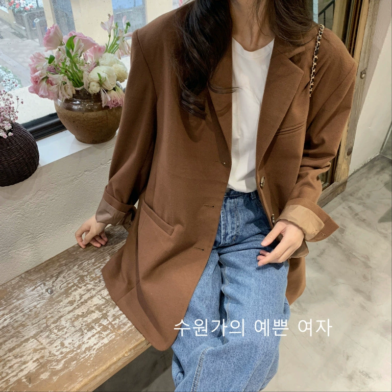 Hàn Quốc Dongdaemun Women 2020 Mùa xuân New England e Bộ đồ hoang dã trung tính Áo khoác nhỏ phù hợp với cảng Retro - Business Suit