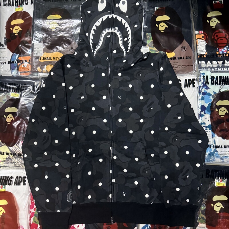 Bape Ape Head Authentic Unisex Polka Dot Camouflage Shark Tiger Zipper Hoodie Jacket Bape Ape Head Authentic Unisex Polka Dot Camouflage Shark Tiger Zipper Hoodie Jacket