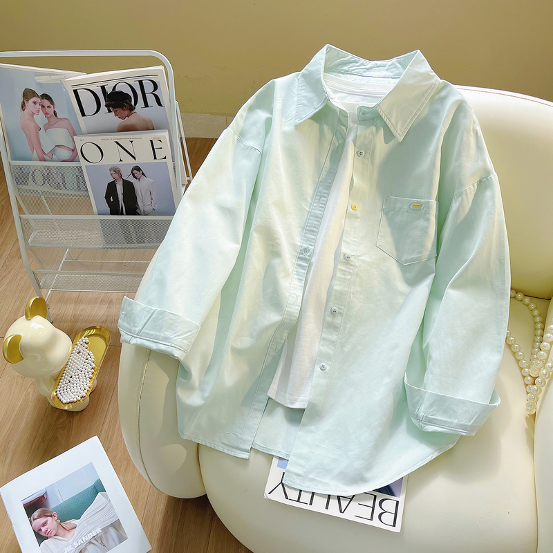 Early Spring Mint Green Shirt Women's Top 2026 New Popular Style High-End French Style Petite Shirt Inner Layer Shirt