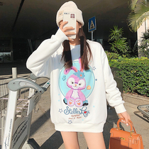 2021 Winter new Korean loose cartoon heavy industry rabbit embroidery padded velvet medium length sweater female tide
