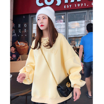 Sweatshirt female 2021 autumn and winter New Korean version thick loose bf embroidery letter lazy wind pullover long sleeve coat tide