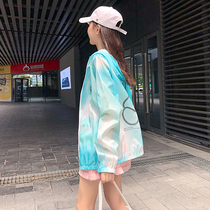 Sunscreen Women summer 2021 New Korean version of loose bear tie dye thin hooded UV resistant coat