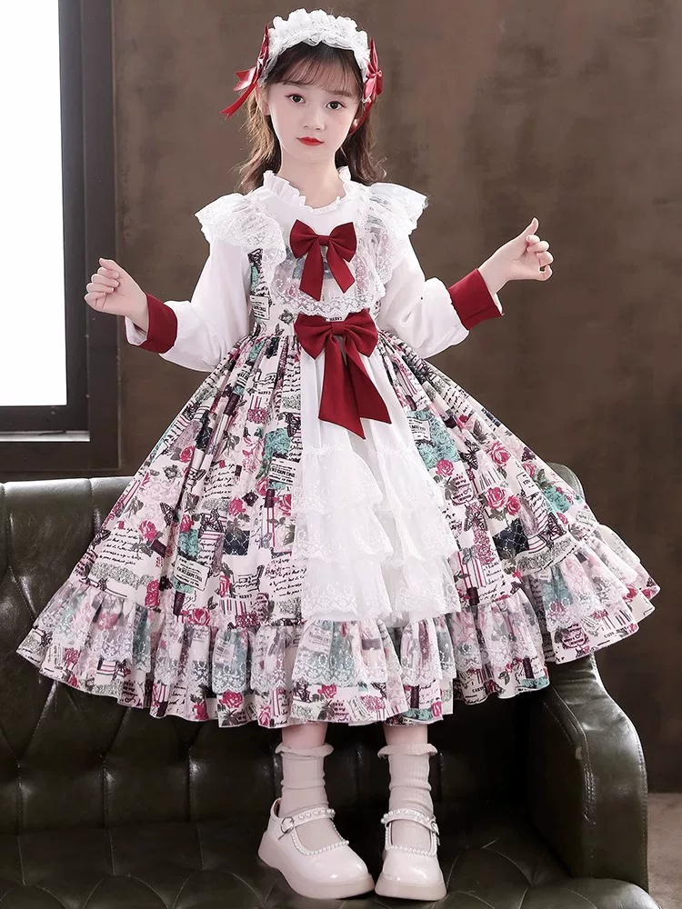 Осенний детский костюм принцессы, юбка, платье, стиль Lolita, для подростков, подарок на день рождения, западный стиль