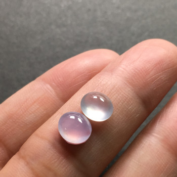 Burmese jade ice translucent light pink purple oval cabochon ring