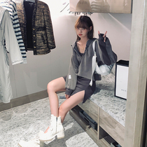 LIN 380g old stitching embroidery fashionable sweater Western style vest dress autumn thin two-piece women