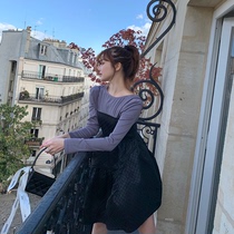 LIN CHAO ZHANG 19 autumn and winter new products playful and cute tutu jacquard suspender dress female