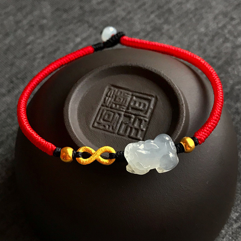 Original natural ice seed Yang Green A Goods Emerald Leopard GOLD RED ROPE PURE HAND WOVEN HAND REFINING HAND ROPE IN THIS LIFE YEAR ORIGINAL NATURAL ICE SEED YANG GREEN A GOLD RED ROPE PURE HAND WOVEN HANDMADE ROPE