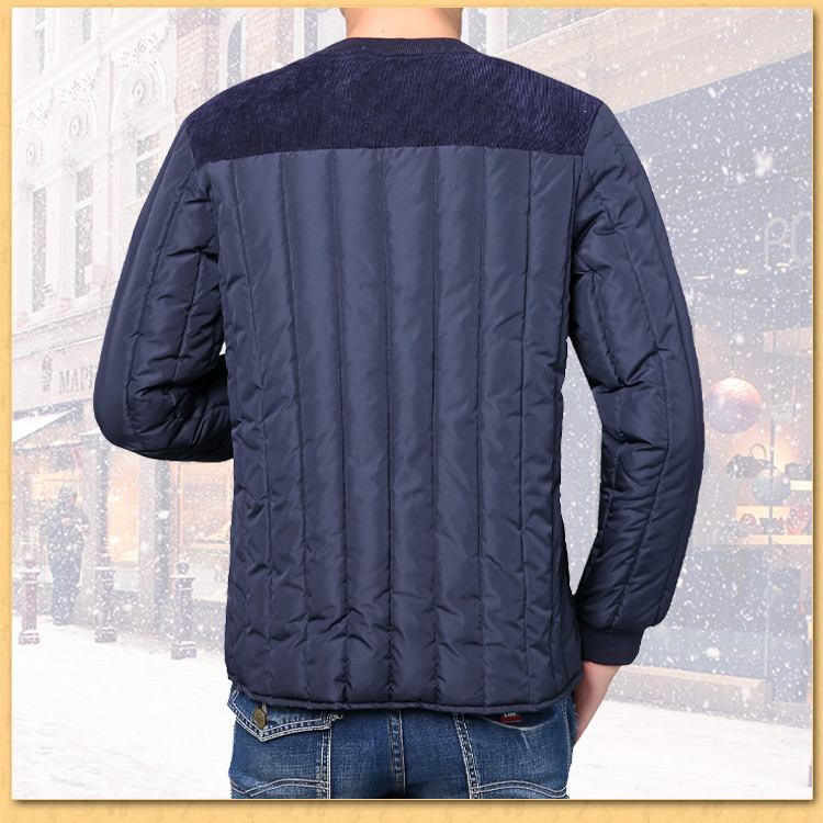 Đàn ông trung niên cộng với nhung dày xuống đệm lót bố đứng cổ áo dài tay cotton cỡ lớn ấm áp áo khoác cotton mùa đông áo khoác jean nam