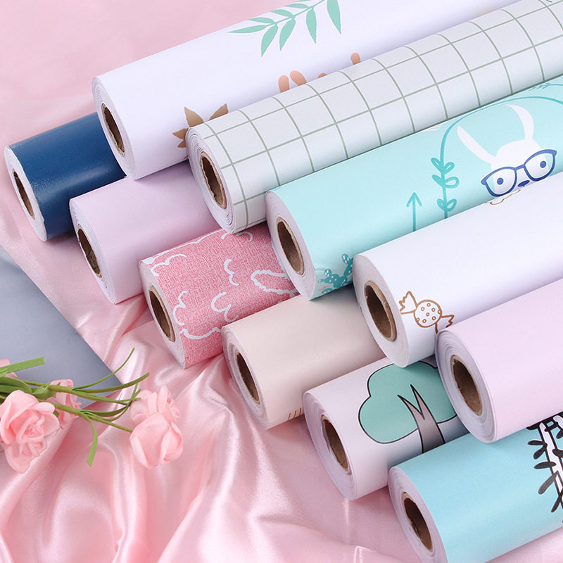 Children's room card PVC self-adhesive wallpaper wallpaper bedroom dormitory renovation wall stickers warm and cute waterproof moisture-proof stickers
