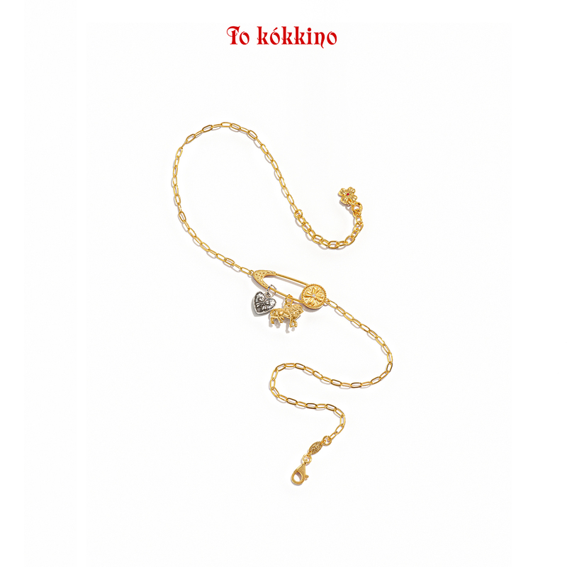 Tokokkino'Taming Ambition' Gold Pin Lion Pendant Short Necklace Tokokkino'Taming Ambition' Gold Pin Lion Pendant Short Necklace