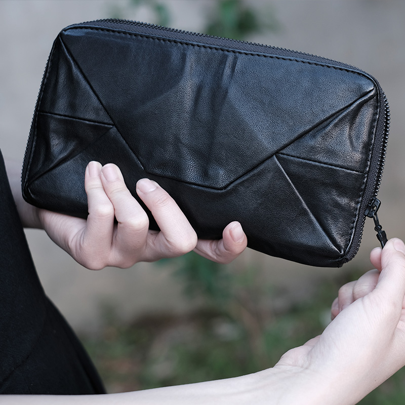 KONGLONGMOGU Water Cleaning Dark Little Wallet Large Capacity Multi-Card True Bit Leather Bracelet Handmade Wallet