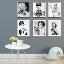 Black and white nostalgic little mural Audrey Hepburn Marilyn Monroe decorative painting bar bedroom wall decoration hanging painting