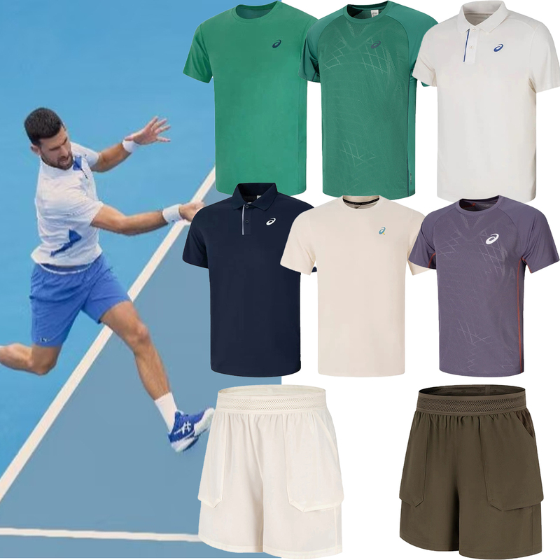 Asics Men's Tennis Wear 2025 Australian Open Star Tennis Breathable Fashion T-Shirt Short-Sleeved Pants Set