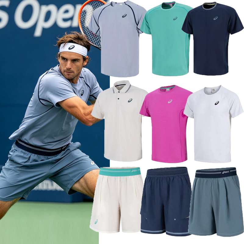 Asics Men's Tennis Wear 2025 Australian Open Star Tennis Breathable Fashion T-Shirt Short-Sleeved Pants Set