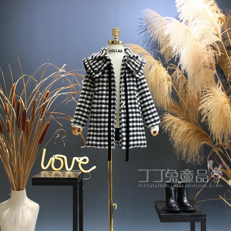 European and American girls clothes autumn foreign pie double deceit checkered Grand coat Korean version CUHK Scout 100 ride Princess Little jacket