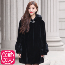 Rex rabbit fur fur medium long womens coat 2021 new whole leather Rex rabbit coat plus fat large size