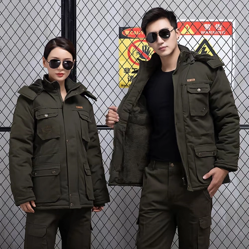 Зимний дорожный камуфляжный утепленный износостойкий хлопковый пуховик для работы