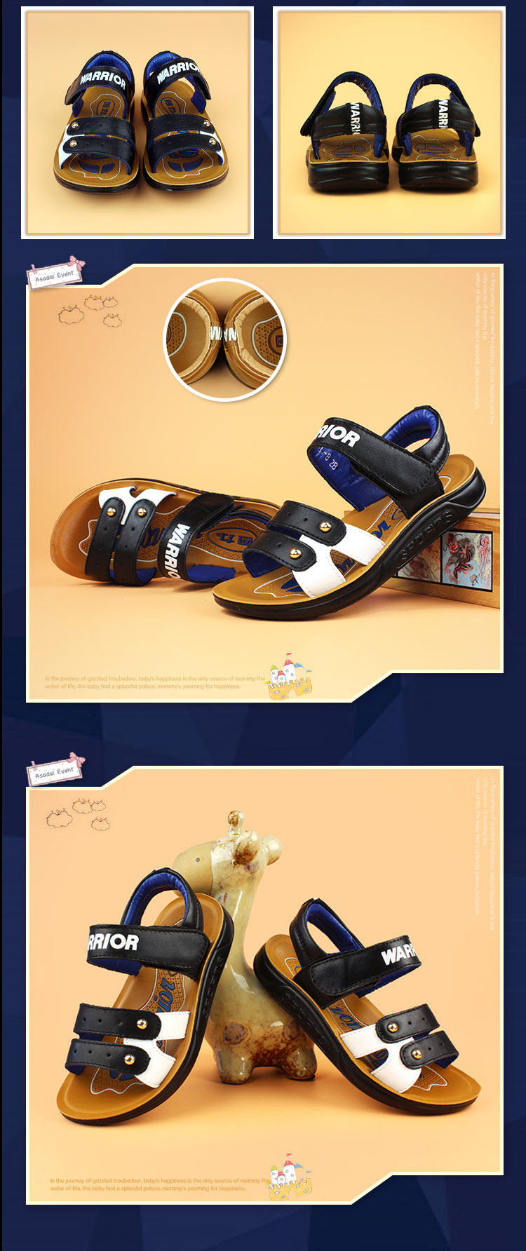 Sandales enfants en cuir WARRIOR orteil métal pour été - semelle caoutchouc - Ref 1053391 Image 21