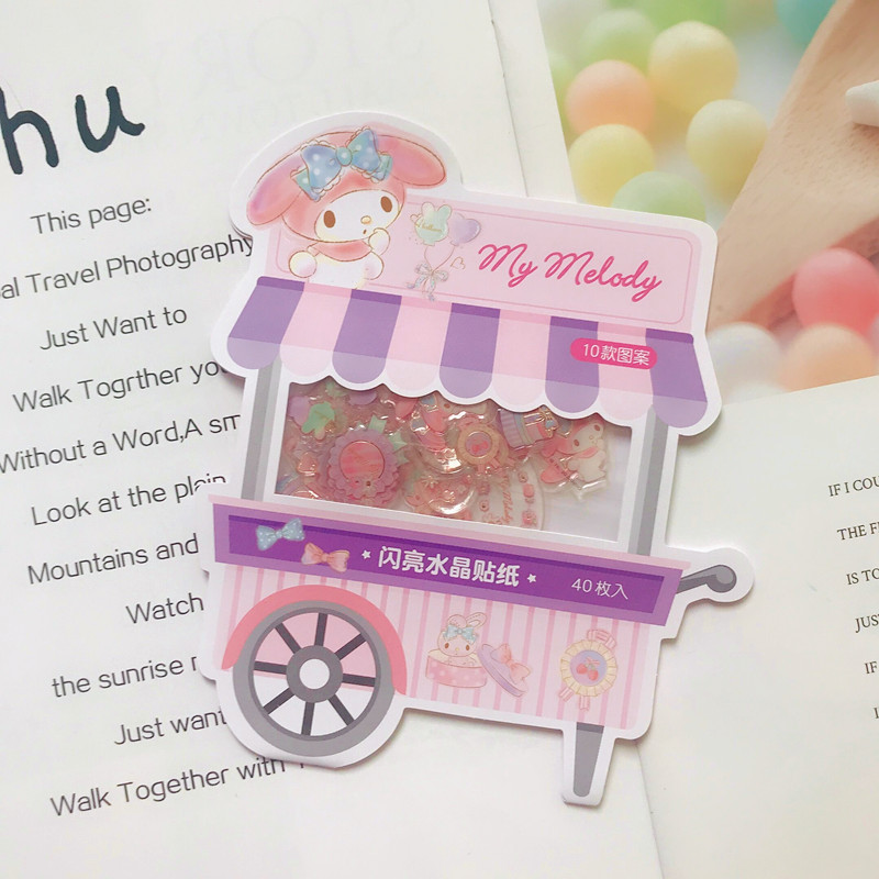Merlot Dessert Car & 40 PiecesCartoon Merlot Gemini ins Girlish heart Hand account album decorate Stickers diy children crystal Stickers jelly