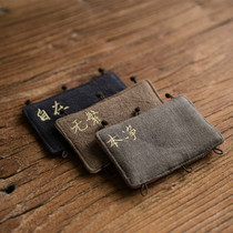  Embroidered padded pot handle cover Zen thermal insulation cotton hemp iron pot thickened anti-scalding cover Silver pot beam pot handle cloth pad