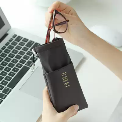 Glasses bag simple fabric stitching leather glasses sleeve bag bag travel to go out for men and women sun glasses bag