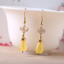 Net red temperament advanced earrings for round face Super fairy long earrings female new earless ear clip