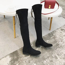 2021 autumn and winter (Shu Yuan) new thick-heeled leather boots elastic boots high-heeled knee boots thin women's boots