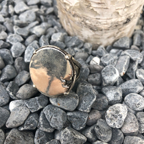 Original niche (broken heart) ring retro old silver mirror ring disc mirror old broken dark