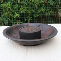 Yunnan Purple Pottery Tea Tea Tray Tea Tray Tea Table Dry Bubble Bench Black Pottery Matte Line Carved Tea Tray