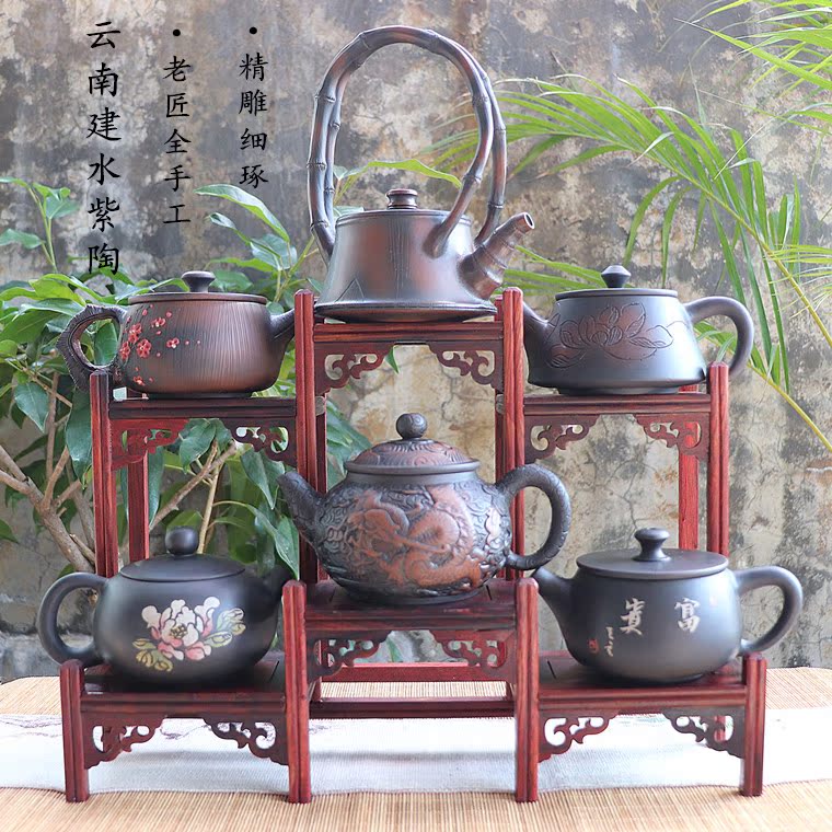 Yunnan Jianshui Purple Pottery Teapot Domestic Utilituria Tea With Single Pot Retro Reliqua Plum Large Capacity Handmade Ceramic Pot