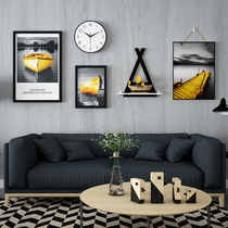 Sofa wall background painting set painting decorative painting Hotel bedroom room combination simple modern orange living room hanging painting