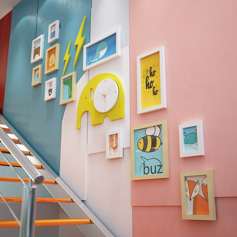 Kindergarten wall decoration stickers classroom layout wall stickers corridor aisle stairs corridor children's photo background wall