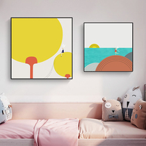 Childrens bedside decoration painting living room sofa background wall cartoon hanging painting rabbit painting Early education center wall art painting