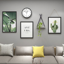 Dining room wall decoration punch-free creative 3d three-dimensional wall atmospheric background wall Nordic restaurant decoration painting with clock