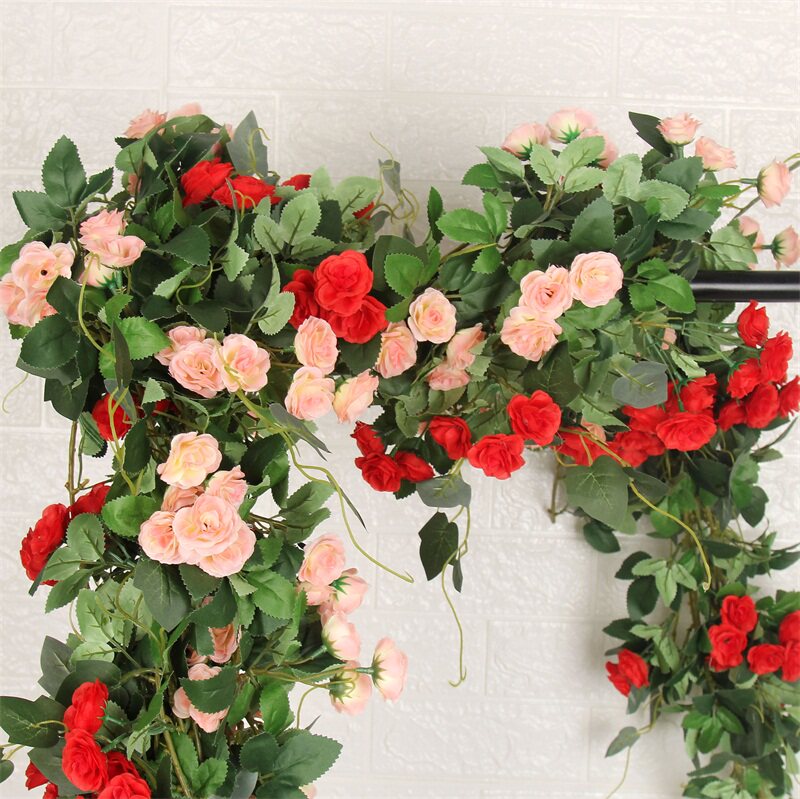 24 simulation rose rattan wall hanging fake flower rattan pipe flower wedding decoration hanging basket rattan chair decoration wedding new