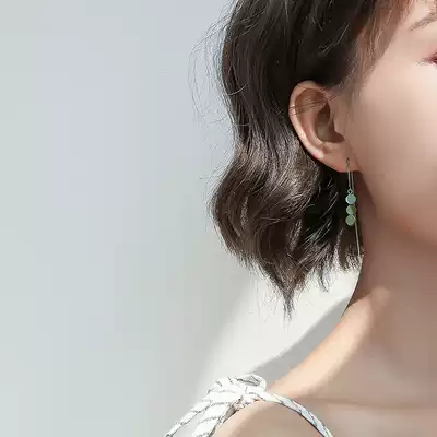 925 sterling silver green earrings summer earrings female suitable for round face temperament earrings earrings drop earrings tassel earrings earrings trend
