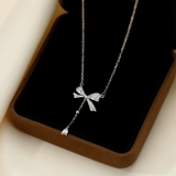 Подвеска с бантиком с кисточками, свитер, серебро 925 пробы, легкий роскошный стиль, изысканный стиль