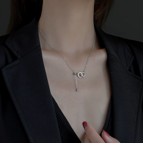 Ожерелье, кольцо, цепочка до ключиц, серебро 925 пробы, коллекция 2023, легкий роскошный стиль, изысканный стиль