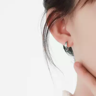 925 sterling silver sleeping ear buckle without picking 2021 new trendy earrings wild leaves net red small ear ring ring