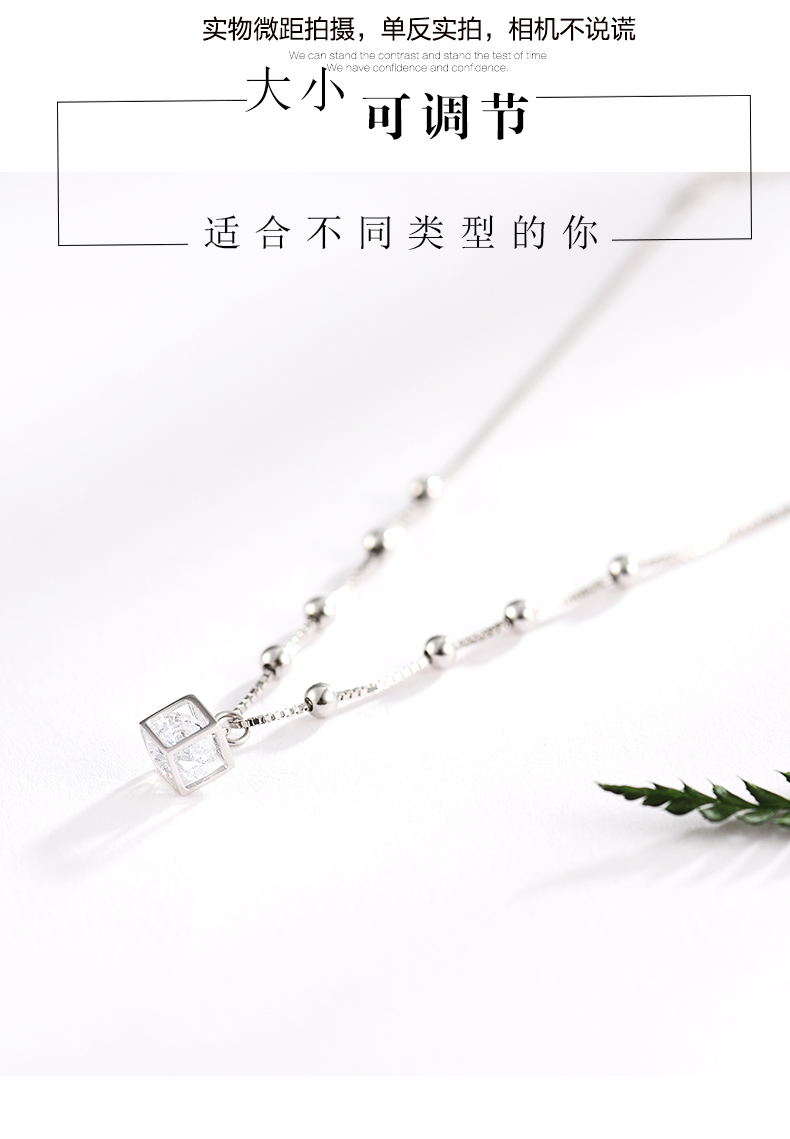 Sterling bạc hạnh phúc khối lập phương 925 bạc vòng chân phụ nữ mô hình Hàn Quốc đơn giản tươi vuông mặt dây chuyền chân cá tính chuỗi chân lắc chân bạch kim