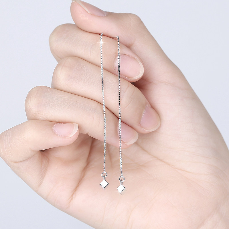 925 sterling silver earrings women sleep without taking off the earrings temperament simple earrings personality tassel long style ear chains