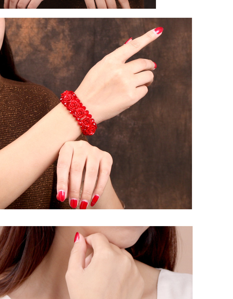 Xin Yi Zhu Yuge đỏ cinnabar hoa trang trí vòng tay phong cách Trung Quốc bạn gái hạt pha lê đen phụ kiện vòng tay phụ nữ vòng tay đá thạch anh