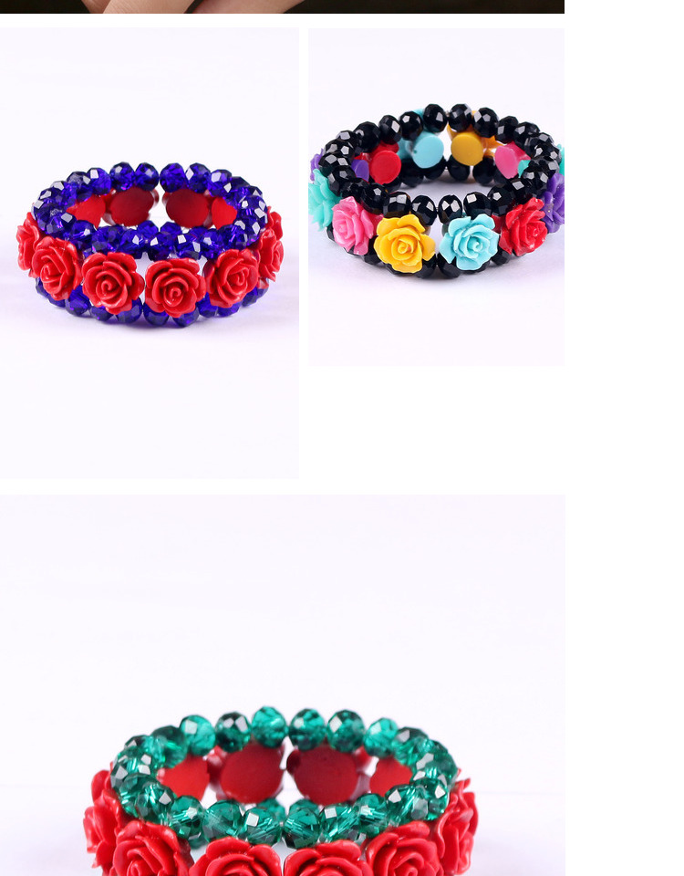 Xin Yi Zhu Yuge đỏ cinnabar hoa trang trí vòng tay phong cách Trung Quốc bạn gái hạt pha lê đen phụ kiện vòng tay phụ nữ vòng tay đá thạch anh