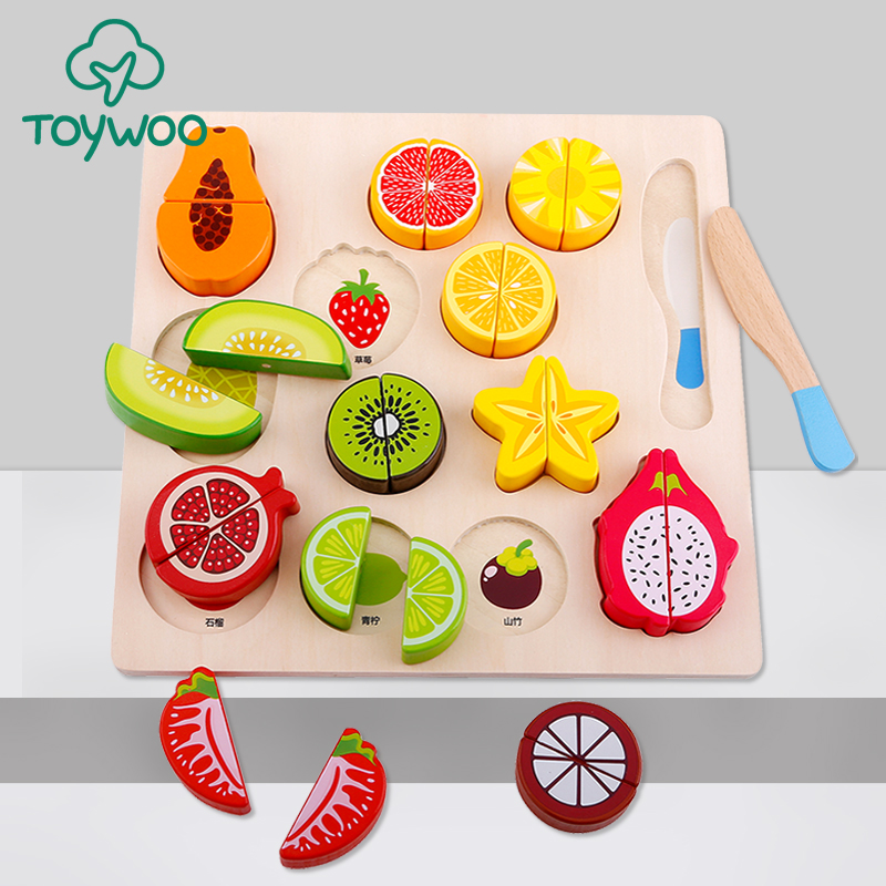 Large children cut fruit toy vegetables cut music wooden magnetic vegetable cutting kitchen set boy girl baby