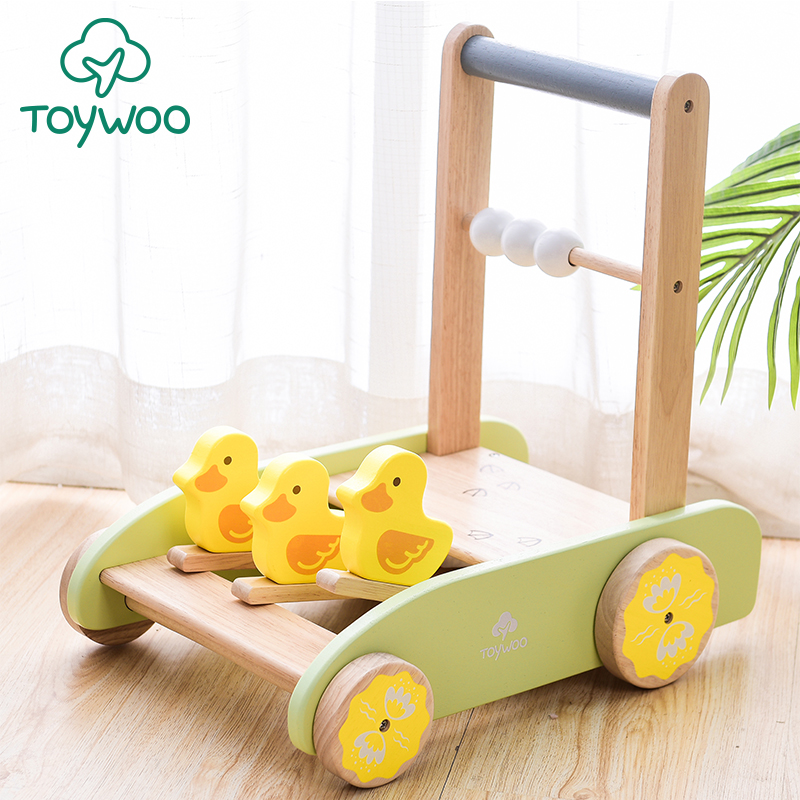 Toywoo children learn walking car anti-baby walking-proof side turning 1 year old baby trolley pushing walking wooden toy